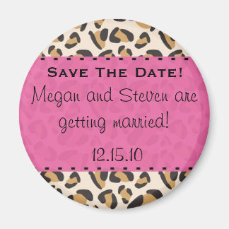 Leopard & Hot Pink Save the Date Magnets