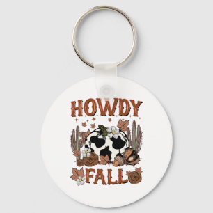 Leopard Howdy Fall Western Pumpkin Autumn Fall Tha Key Ring