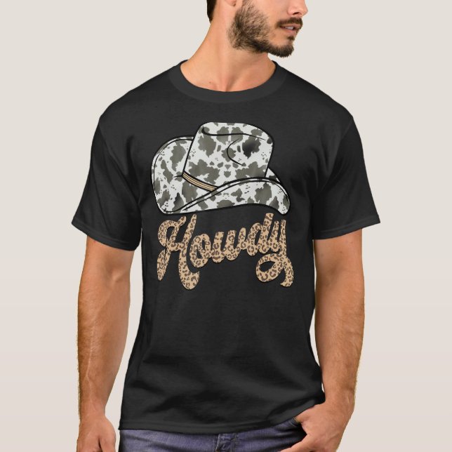 Leopard Howdy Southern Western Girl Country Rodeo  T-Shirt (Front)