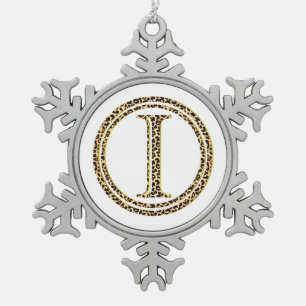 leopard I Snowflake Pewter Christmas Ornament