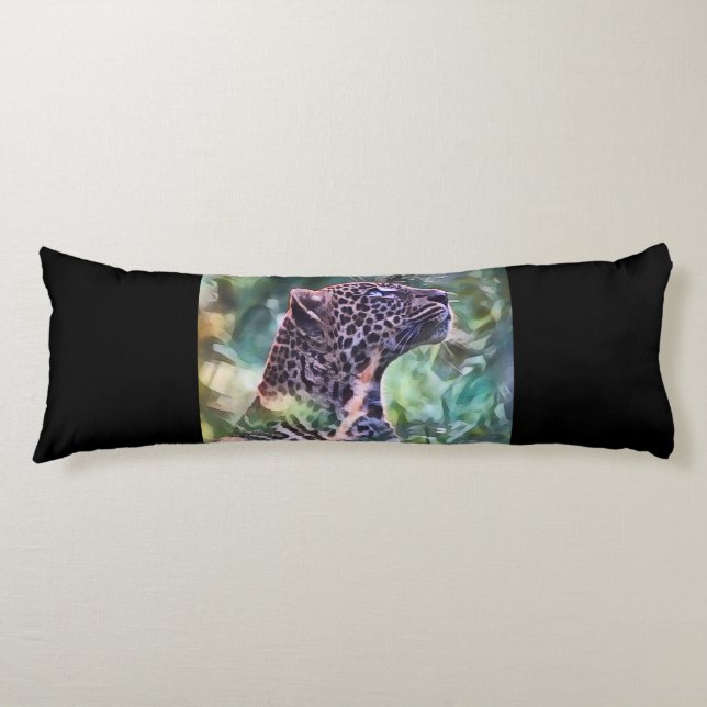 Leopard In A Sunlit Jungle Body Cushion (Front)