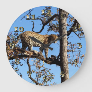 Leopard in a Tree in Africa Large Clock