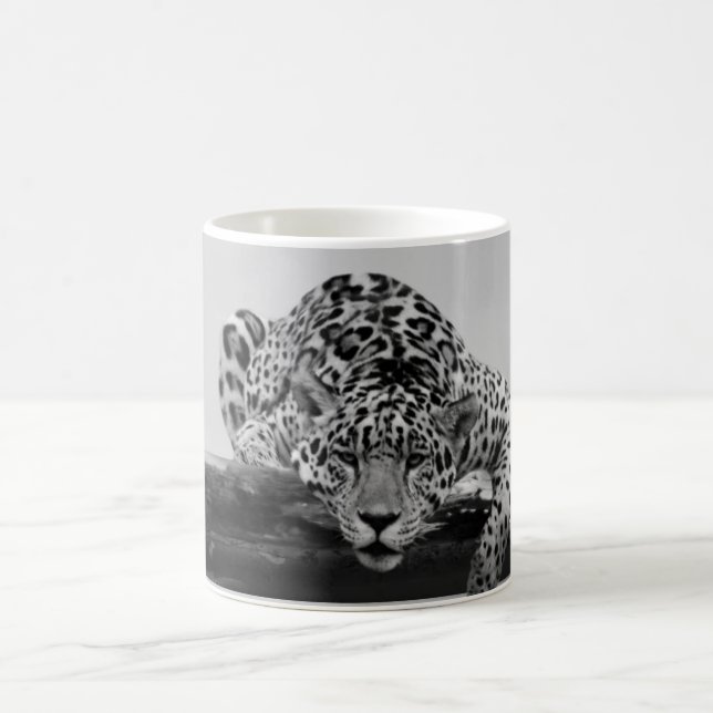 Leopard in black and white coffee mug (Center)