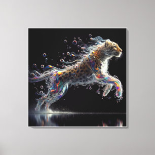 leopard in mid-leap canvas print