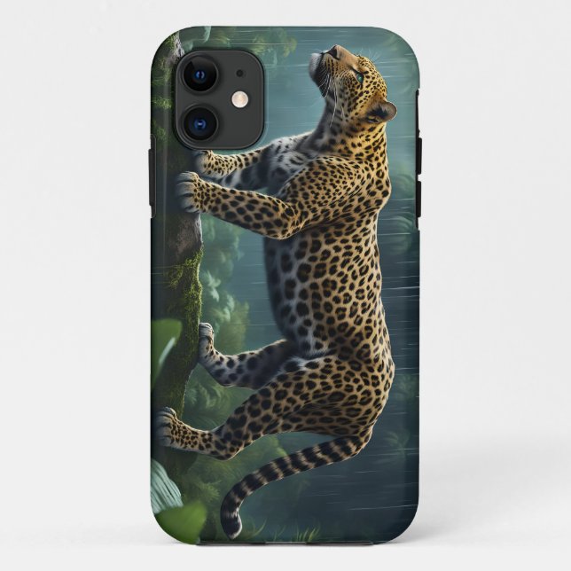 Leopard In Rainy Jungle Case-Mate iPhone Case (Back)