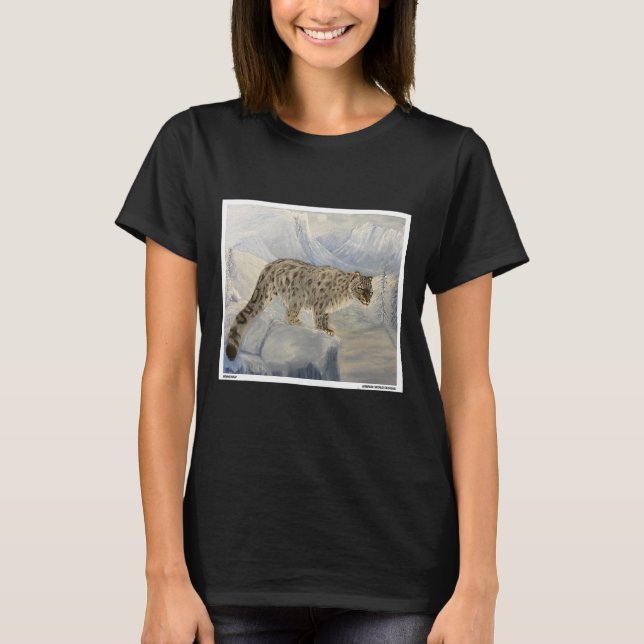 Leopard In Snow Winter Oil Painting Animals Of The T-Shirt (Front)
