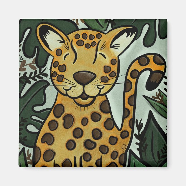 Leopard in the Jungle Cute Big Cat  Magnet (Front)