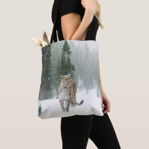 Leopard in the Snow Tote Bag