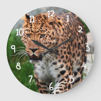 Leopard in the wild large clock