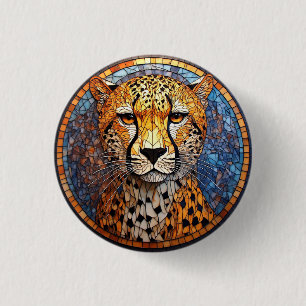 Leopard in Vibrant Colours and Intricate Patterns 3 Cm Round Badge