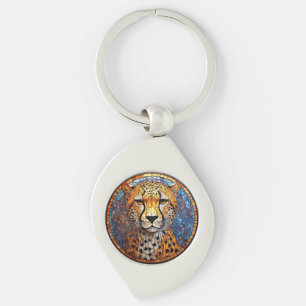 Leopard in Vibrant Colours and Intricate Patterns Key Ring