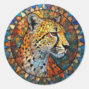 Leopard in Vibrant Colours Classic Round Sticker