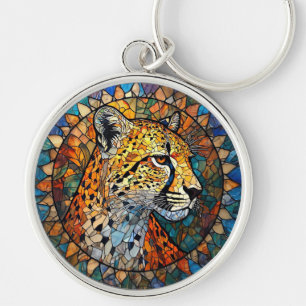 Leopard in Vibrant Colours Key Ring