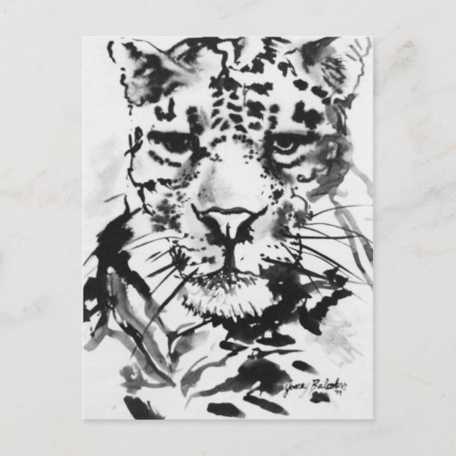Leopard Ink Wash Postcard (Front)