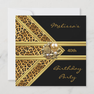 Leopard Invitation Elegant Black Velvet gold jewel