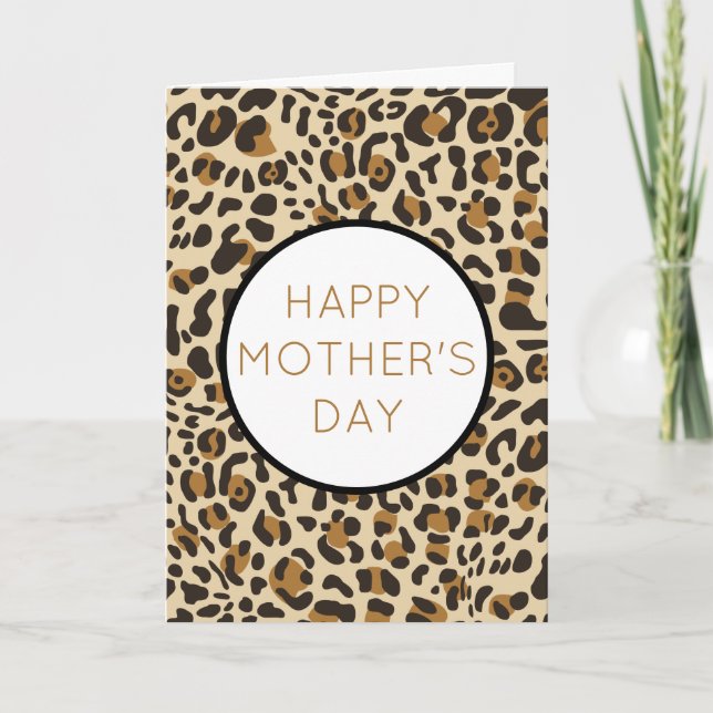 Leopard Jaguar Animal Print Mother's Day Holiday Card (Front)