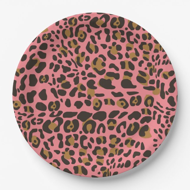 Leopard Jaguar Animal Print Pattern Paper Plate (Front)