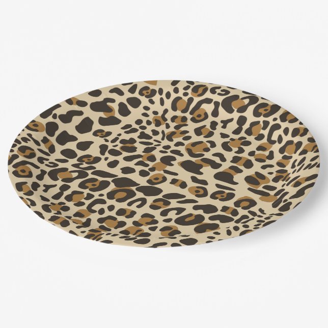 Leopard Jaguar Animal Print Pattern Paper Plate (Angled)