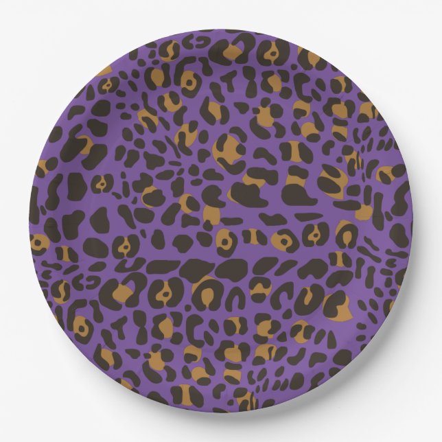 Leopard Jaguar Animal Print Pattern Paper Plate (Front)