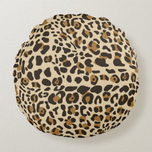 Leopard Jaguar Animal Print Pattern Round Cushion
