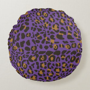 Leopard Jaguar Animal Print Pattern Round Cushion