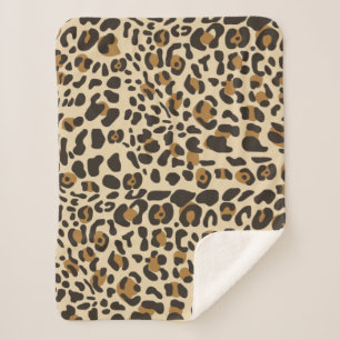 Leopard Jaguar Animal Print Pattern Sherpa Blanket