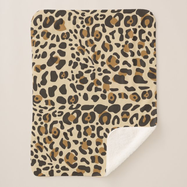 Leopard Jaguar Animal Print Pattern Sherpa Blanket (Front)