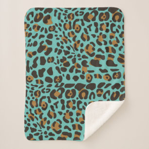 Leopard Jaguar Animal Print Pattern Sherpa Blanket
