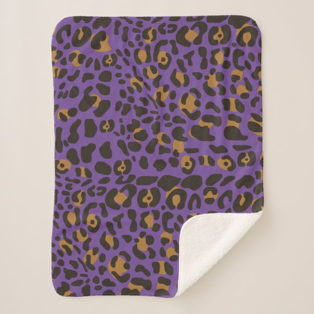 Leopard Jaguar Animal Print Pattern Sherpa Blanket (Front)
