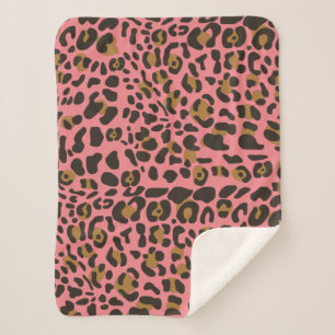Leopard Jaguar Animal Print Pattern Sherpa Blanket