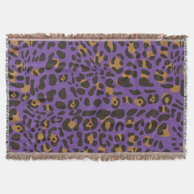Leopard Jaguar Animal Print Pattern Throw Blanket (Front)