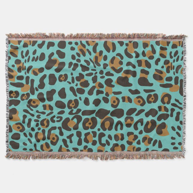 Leopard Jaguar Animal Print Pattern Throw Blanket (Front)