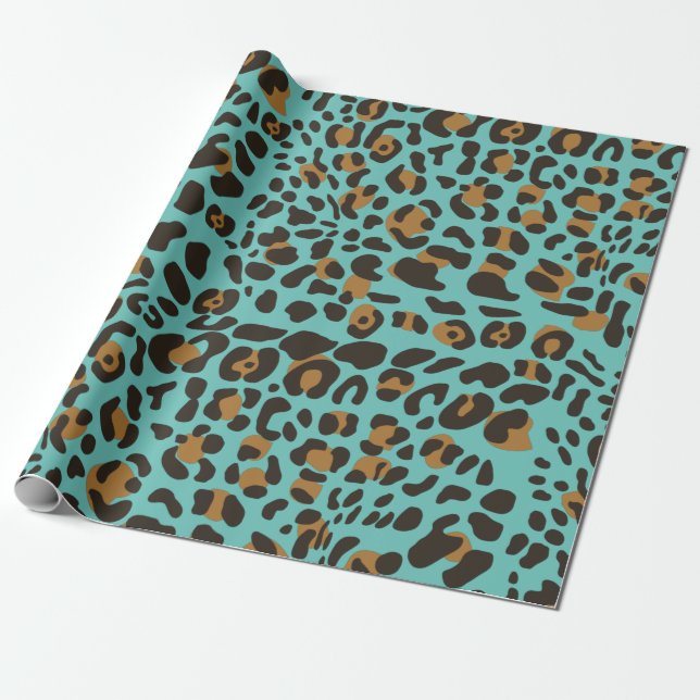Leopard Jaguar Animal Print Pattern Wrapping Paper (Unrolled)