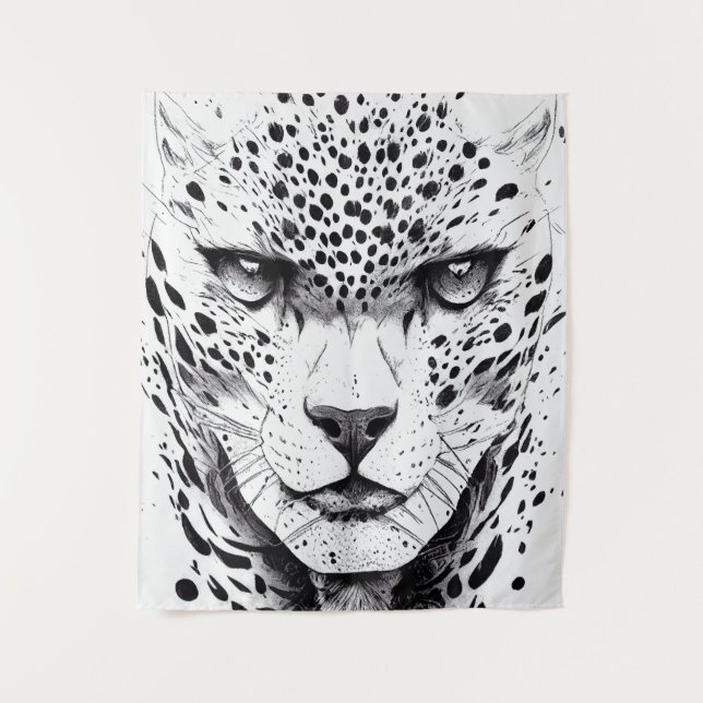 Leopard Jaguar Animal Wild Nature Illustration Art Tapestry (Front)