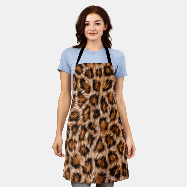 Leopard Jaguar Cat Brown Fur Pattern-24609 Apron (Worn)