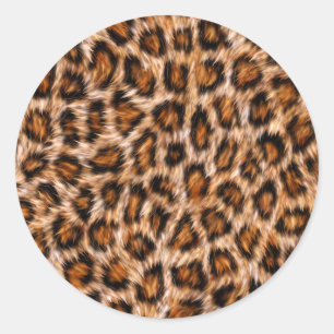 Leopard Jaguar Cat Brown Fur Pattern-24609 Classic Round Sticker
