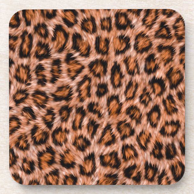 Leopard Jaguar Cat Brown Fur Pattern-24609 Coaster (Front)