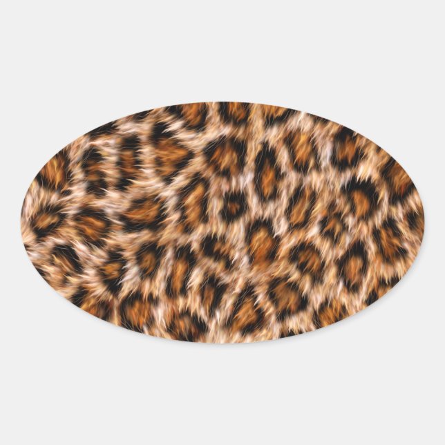 Leopard Jaguar Cat Brown Fur Pattern-24609 Oval Sticker (Front)