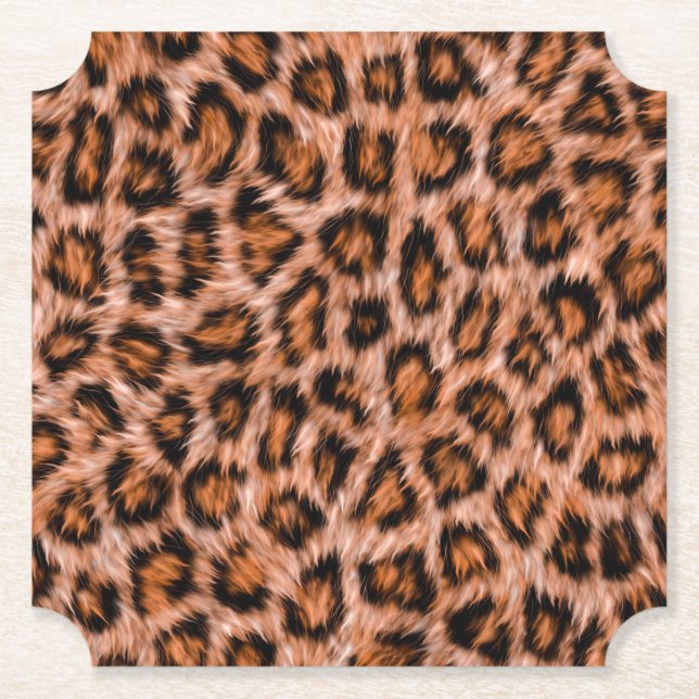 Leopard Jaguar Cat Brown Fur Pattern-24609 Paper Coaster (Front)