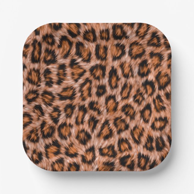 Leopard Jaguar Cat Brown Fur Pattern-24609 Paper Plate (Front)