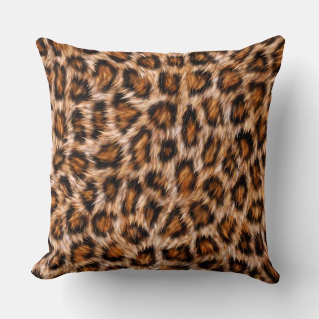 Leopard Jaguar Cat Brown Fur Pattern Cushion (Front)