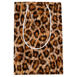 Leopard Jaguar Cat Brown Fur Pattern Medium Gift Bag