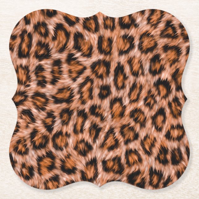 Leopard Jaguar Cat Brown Fur Pattern Paper Coaster (Front)