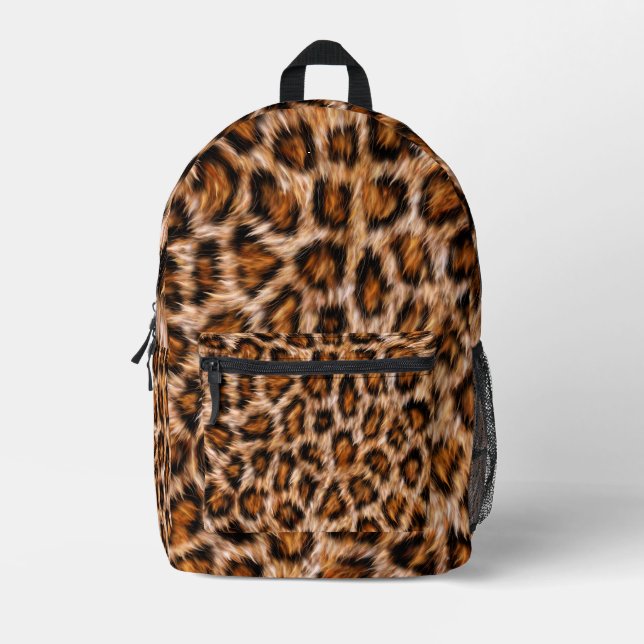 Leopard Jaguar Cat Brown Fur Pattern Printed Backpack (Front)