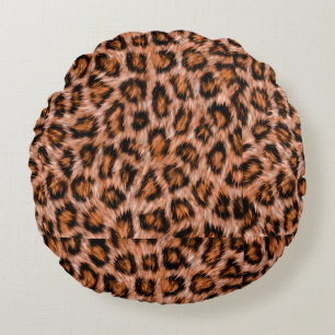 Leopard Jaguar Cat Brown Fur Pattern Round Cushion