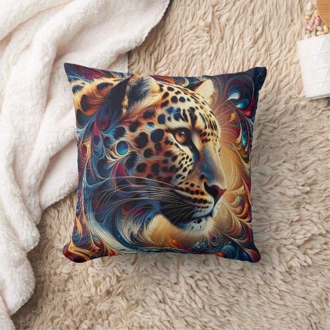Leopard Joy: Swirling Jungle Majesty Cushion (Blanket)