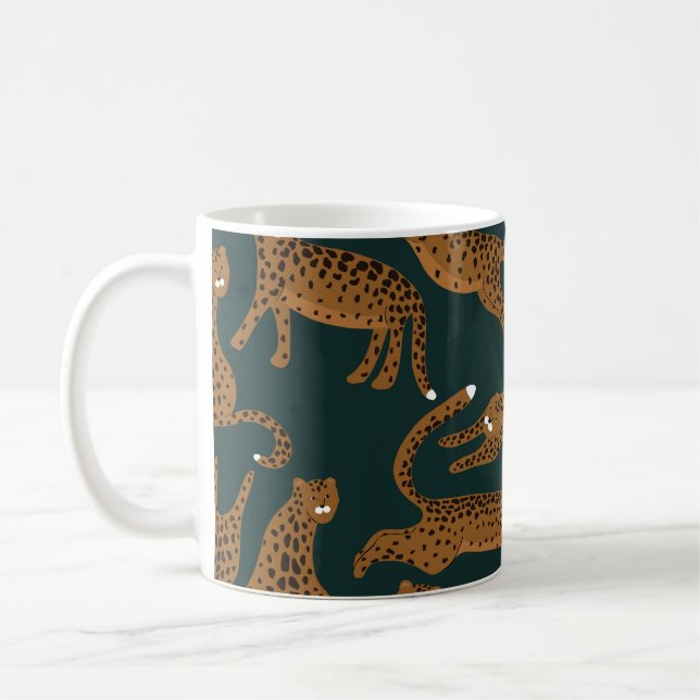 Leopard Jungle: Animal Print Vintage. Coffee Mug (Left)
