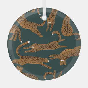 Leopard Jungle: Animal Print Vintage. Glass Tree Decoration