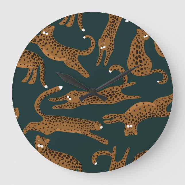 Leopard Jungle: Animal Print Vintage. Large Clock (Front)
