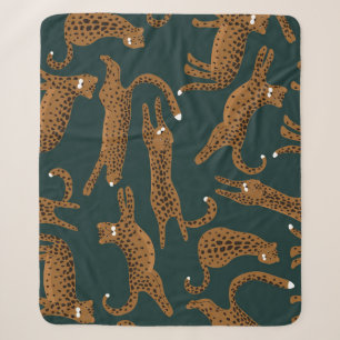 Leopard Jungle: Animal Print Vintage. Sherpa Blanket